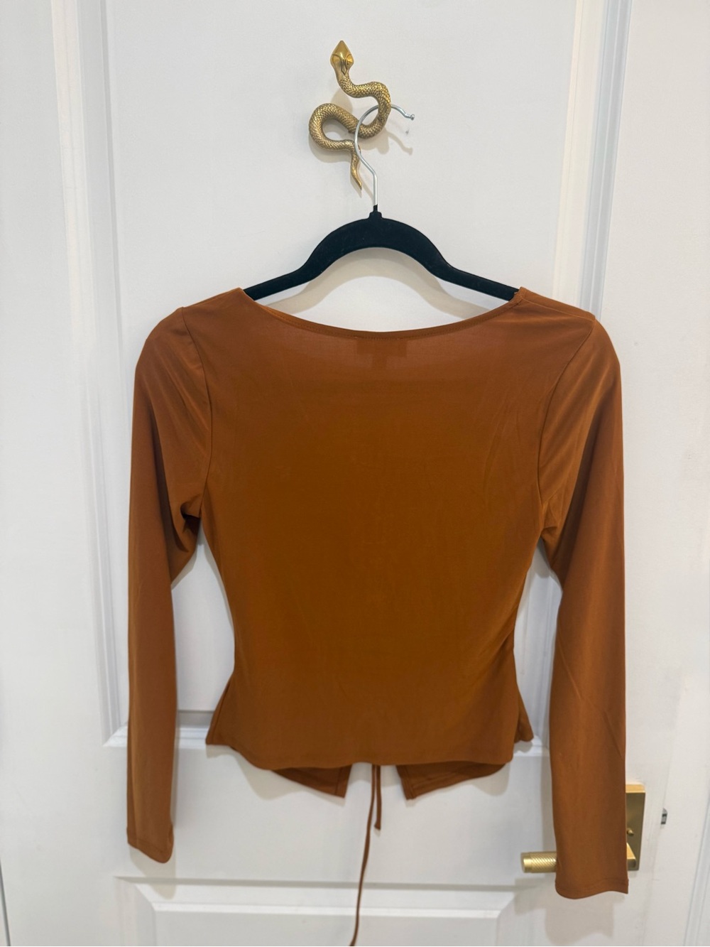 meraki Rust Brown Cinched Long-Sleeve Top - Picture 3 of 3